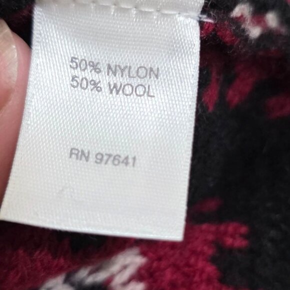 J.JILL Wool Blend Fair Isle Women's Open Front Knit Cardigan With Red & Black Ge - Picture 9 of 10